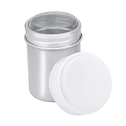 Edelstahl Pulver Shaker Kaffee Zucker Kakao Pfeffer Gewürzbagger mit feinmaschigem Deckel zum Backen Kochen(L) von Duokon