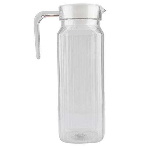 Glaskanne Wasserkaraffe Acrylgetränkegetränketopf mit Deckel und Griff, gerippte gestreifte Saftflasche Glasgeschirr Drinkware Eiskalter Spender für Bar-Home-Anwendung(1100ml) von Duokon
