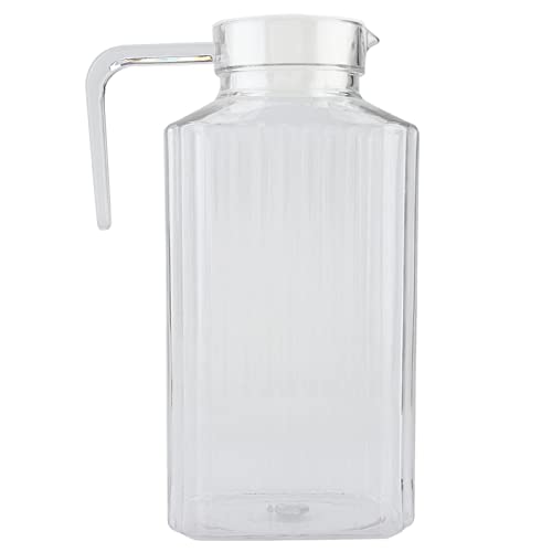 Glaskanne Wasserkaraffe Acrylgetränkegetränketopf mit Deckel und Griff, gerippte gestreifte Saftflasche Glasgeschirr Drinkware Eiskalter Spender für Bar-Home-Anwendung(1800ml) von Duokon