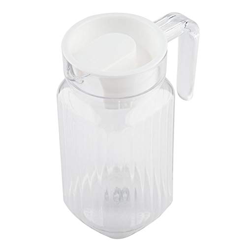 Glaskanne Wasserkaraffe Acrylgetränkegetränketopf mit Deckel und Griff, gerippte gestreifte Saftflasche Glasgeschirr Drinkware Eiskalter Spender für Bar-Home-Anwendung(500ML) von Duokon