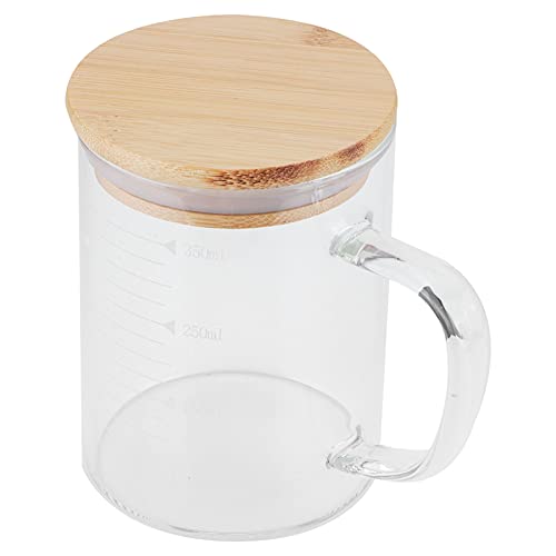 Graduierte Becherbecher mit Griff und Haltbarem Deckel, Borosilikatglas-Messbecher Hitzebeständiger Becher für Hotel Restaurant Home(350ML) von Duokon