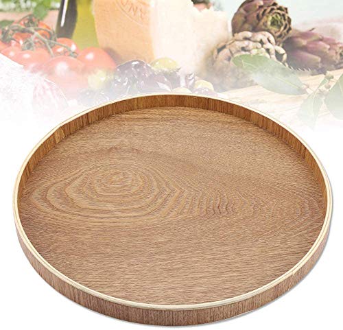 Hölzerner Platten-Bambusrunder Serviertablett für Tee-Set-Abendessen-Frühstück trägt Süßigkeits-Lebensmittel Früchte Holzstruktur(33cm) von Duokon