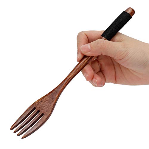 Lange Holzgabel Gabel, Holz Vintage Style Braun Tafelgabeln Menügabeln Abendessen Gabeln für Küche Home Restaurant Camping Partys Barbecues Geschenk, Gabel Spülmaschinenfest von Duokon