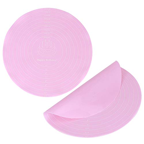 Knetpastete kneten, 2PCS Antihaft-runde Silikon-Teig-Rollmatte Backpäckchen-Folie für Kuchen-Plattenspieler-Ständer zum Backen Kochen Rollen von Duokon