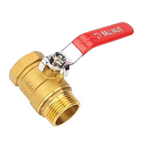Messingventil Heavy Duty Male, 1 Zoll Absperrventil Messinggewinde und Innengewinde Ventil 1 Zoll DN25 Wasserleitungsventil Ersatz mit Rotem Griff von Duokon