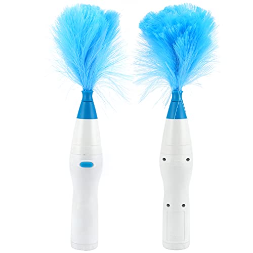 Mikrofaser Delicate Duster, Feather Duster Drehbare Teleskopstaubreiniger Elektrisch Waschbare Staubbürste für das Reinigungswerkzeug für Hausarbeiten(Batterien betrieben) von Duokon