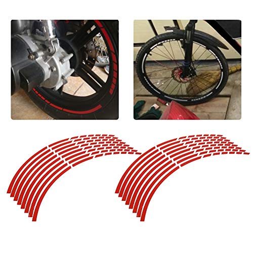 Streifenrandaufkleber 16 Stück Reflective Wheel Felgenstreifen Aufkleber Tape Bike Motorrad 16-18inch Reflective Wheel Strip Aufkleber Dekoration Zubehör(rot) von KIMISS