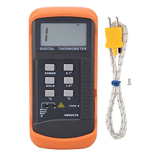 Thermoelement-Thermometer, DM6801B Digitales Thermometer, Einkanal-Thermometer mit K-Typ-Thermoelement-Sensor, LCD-Hintergrundbeleuchtung, Thermoelement-Tester von Duokon