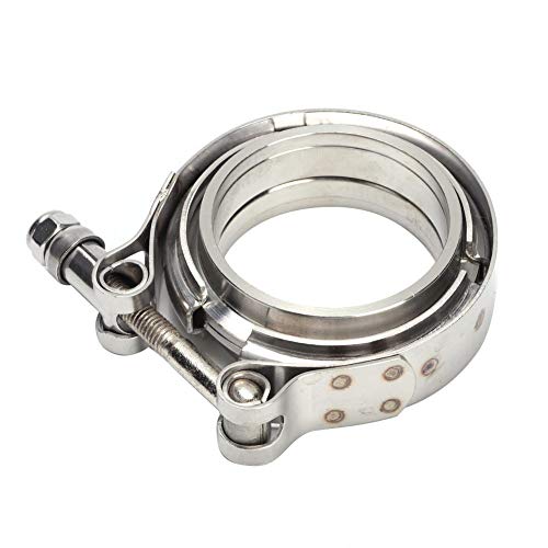 V-Flansch mit Clip, 2,25 Zoll Edelstahl V-Band Turbo-Abgasschelle mit 2 Flanschen für Turbo-Abgasfallrohr von Duokon