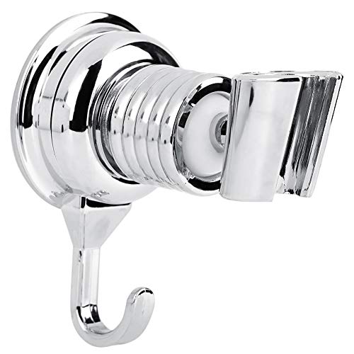 Verstellbare Duschkopfhalterung, selbstklebende Halterung Chrom Duschkopfhalter Saugnapf mit Haken Universelle verstellbare Duschhalterung von Duokon