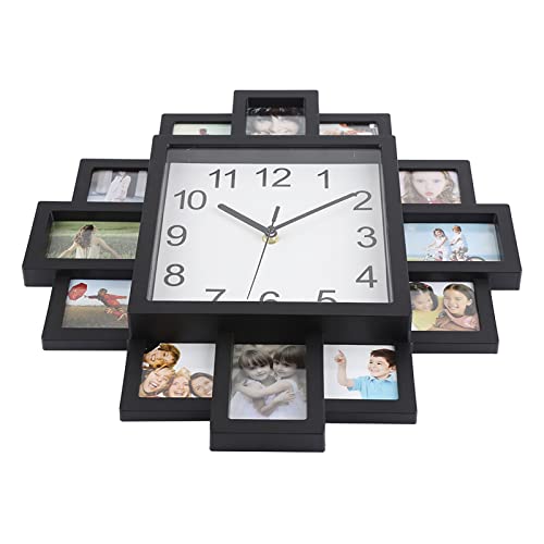 Wanduhr Mit Bilderrahmen, 2 In 1 Kunststoff Wanduhr Foto Kunst Bilder Modernes Design DIY Bilderrahmen Schwarz Moderne Wohnkultur Wohnzimmer Reloj Fotos Pared Dekoration von Duokon