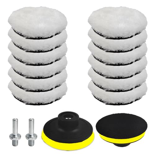 Duoleimi 16 Stücke 80mm Polieraufsatz, Polierset mit M10 Adapter – Polierscheibe, Polierpads für Akkuschrauber, Winkelschleifer & Poliermaschine, ideal für Auto & Wachse von Duoleimi