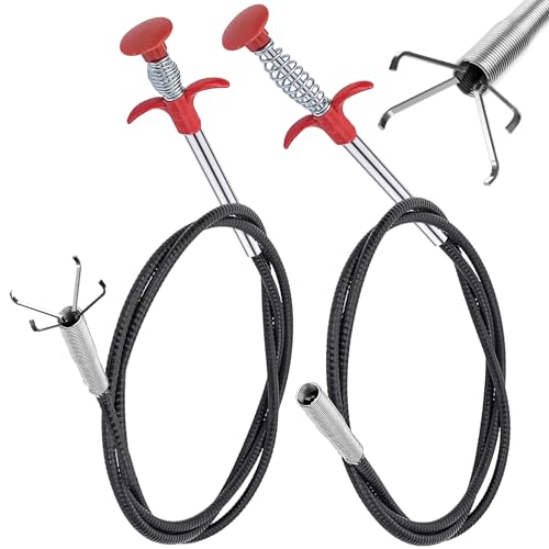 Duoleimi 200cm/90cm Greifer Flexibel Krallengreifer 2 Stück Rohrreiniger Abflussreiniger Spirale Abflussspirale Greifarm Teleskop Drain Cleaner für Küche Bad Rohrreinigung von Duoleimi