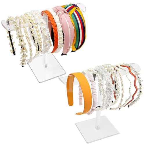 Duoleimi Haarreifen Ständer Set (Zweier-Pack) Acryl Haargummi Aufbewahrung Haarschmuck Organizer Haarreifen Halter ständer für Kinder & Mädchen von Duoleimi