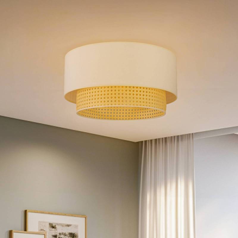 Deckenleuchte Boho, Ø 45 cm, creme-weiß/Rattan Deckenleuchte Boho, Ø 45 cm, creme-weiß/Rattan von Duolla