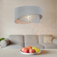 Graue Hängelampe Stoff Spitze SELMA Schlafzimmer von Duolla