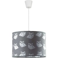 Graue Kinderlampe Eule Stoff Mädchen Grau Weiß von Duolla