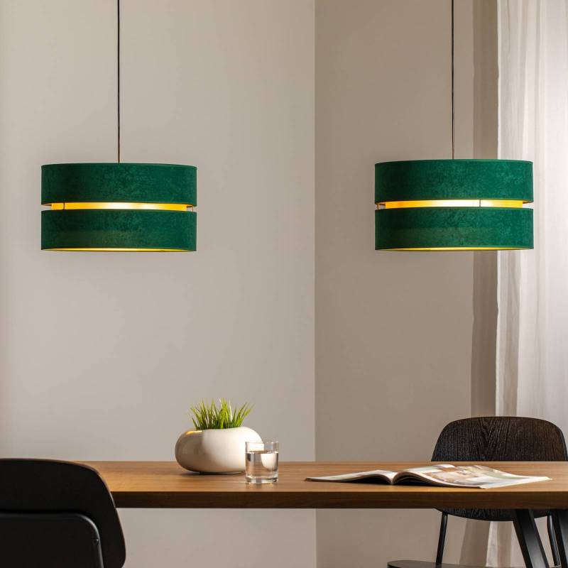 Hängeleuchte Duo, grün/gold, 2-flammig von Duolla