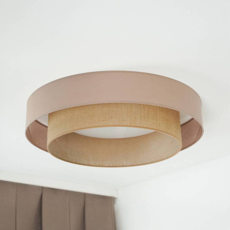 LED-Deckenleuchte Luneta, Jute, braun, Ø 60 cm, 3-step-dim von Duolla