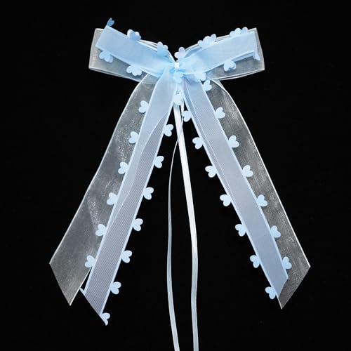 10 STK Autoschleifen Antennenschleifen,Organza Herzen Schleifen Auto Schmuck Braut Paar Dekoration Autoschmuck Car Wedding Deko Hochzeitsschleifen für Hochzeit Party Geburtstag Geschenverpackung,Blau von Duories