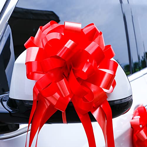 10 STK Autoschleifen Auto Bow Bogen Schleife,Geschenkschleifen Dekoschleifen Pull Bögen Geschenkbänder für Auto Dekor Hochzeit New Houses Party Feier Weihnachten Geburtstage Geschenverpackung,rot von Duories