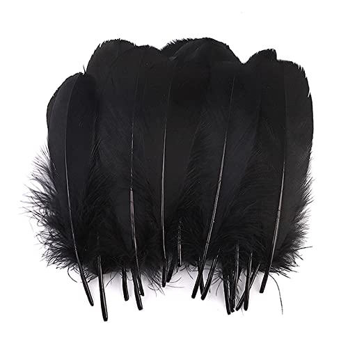 100 Stück Bunte Feder zum Basteln Naturfedern Gänsefedern Indianer Bastelfedern für DIY Kunstwerk Masken Hüte Ohrringe Haarschmucken Traumfänger Hochzeit Karneval Party Dekoration,12-18cm Schwarz von Duories