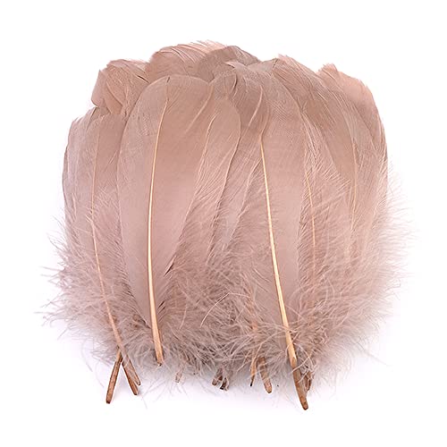 100 Stück Bunte Feder zum Basteln Naturfedern Gänsefedern Indianer Bastelfedern für DIY Kunstwerk Masken Hüte Ohrringe Haarschmucken Traumfänger Hochzeit Karneval Party Dekoration,12-18cm Khaki von Duories