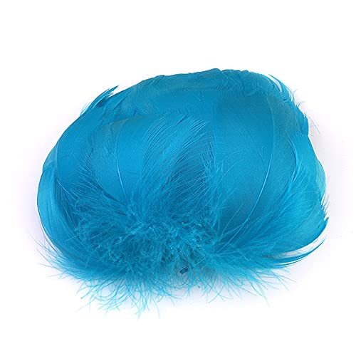 100 Stück Bunte Feder zum Basteln Naturfedern Gänsefedern Indianer Bastelfedern für DIY Kunstwerk Masken Hüte Ohrringe Haarschmucken Traumfänger Hochzeit Karneval Party Dekoration,5-8cm blauer See von Duories