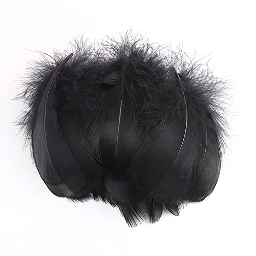 100 Stück Bunte Feder zum Basteln Naturfedern Gänsefedern Indianer Bastelfedern für DIY Kunstwerk Masken Hüte Ohrringe Haarschmucken Traumfänger Hochzeit Karneval Party Dekoration,7-12cm Schwarz von Duories