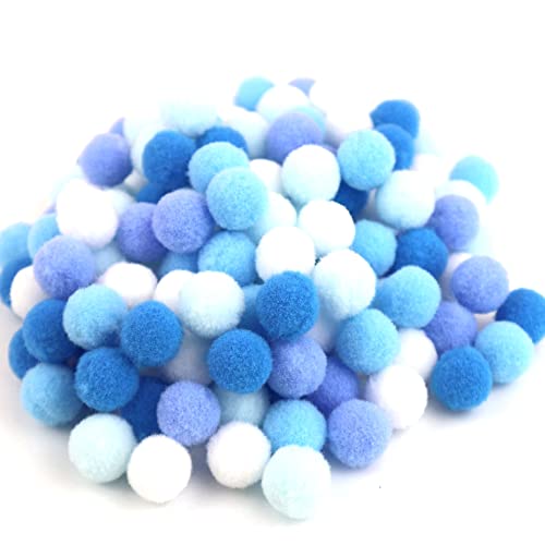 100 Stück Bunte Mini Pompons,30mm Pompom Bälle Kleine Bommeln,Flauschigen Plüschbälle Filzkugeln Deko für Geburtstag & Hochzeit Party Dekorieren Lustige DIY Nähen Basteln Handwerk,Blau von Duories