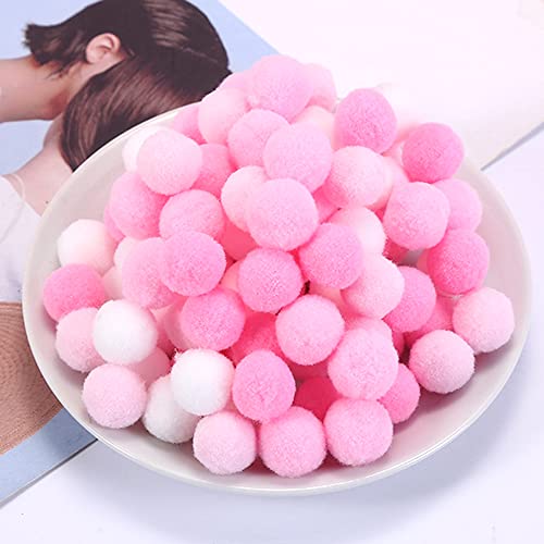 100 Stück Bunte Mini Pompons,30mm Pompom Bälle Kleine Bommeln,Flauschigen Plüschbälle Filzkugeln Deko für Geburtstag & Hochzeit Party Dekorieren Lustige DIY Nähen Basteln Handwerk,Rosa von Duories