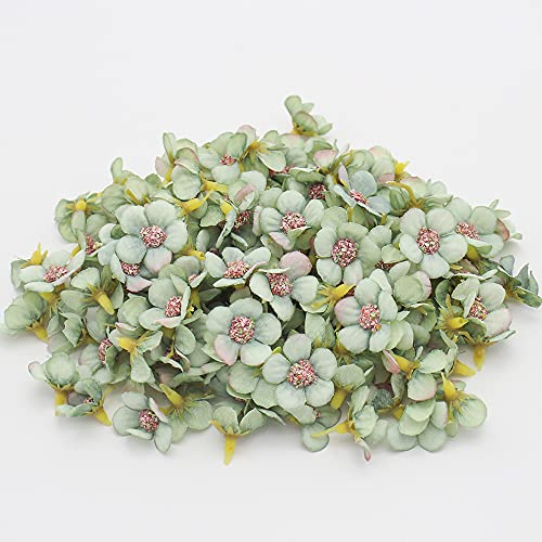 100 Stück Künstliche Blumenköpfe Blütenköpfe Deko-Blüten Kunst Blumen Köpfe Mini Kunstblumen Blüten-Köpfe für Hochzeit Feste Party Home Deko DIY Basteln Garland Scrapbooking Haarschmuck,2.5cm Hellgrün von Duories