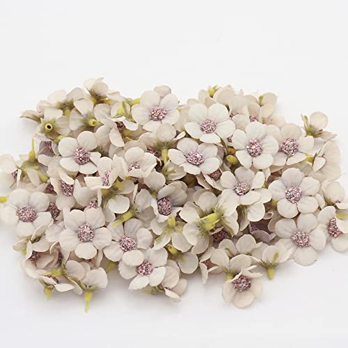 100 Stück Künstliche Blumenköpfe Blütenköpfe Deko-Blüten Kunst Blumen Köpfe Mini Kunstblumen Blüten-Köpfe für Hochzeit Feste Party Home Deko DIY Basteln Garland Scrapbooking Haarschmuck,Ø 2.5cm Beige von Duories