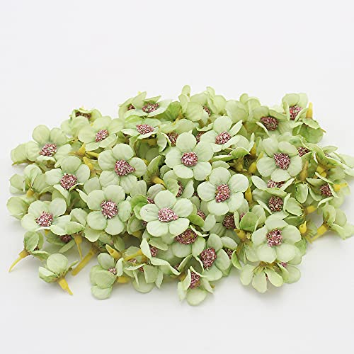 100 Stück Künstliche Blumenköpfe Blütenköpfe Deko-Blüten Kunst Blumen Köpfe Mini Kunstblumen Blüten-Köpfe für Hochzeit Feste Party Home Deko DIY Basteln Garland Scrapbooking Haarschmuck,Ø 2.5cm Grün von Duories