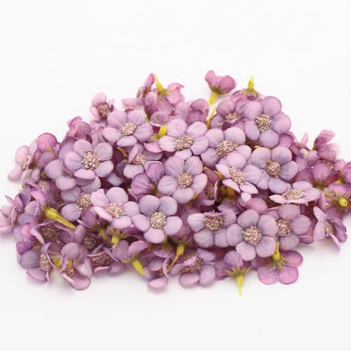 100 Stück Künstliche Blumenköpfe Blütenköpfe Deko-Blüten Kunst Blumen Köpfe Mini Kunstblumen Blüten-Köpfe für Hochzeit Feste Party Home Deko DIY Basteln Garland Scrapbooking Haarschmuck,Ø 2.5cm Lila von Duories