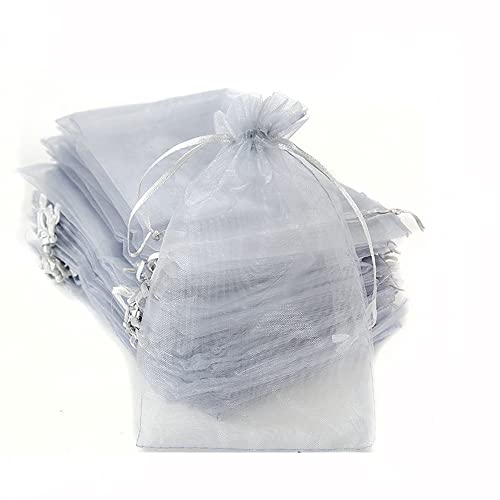 100 Stück Organza Säckchen Zum Befüllen,Organzabeutel Geschenkbeutel Kordelzug Säckchen Organzasäckchen für Festival Party Hochzeit Bonbonsbeutel,Schmuckbeutel Lavendel Geschenk Säckli,13x18cm Grau von Duories