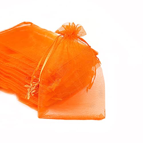 100 Stück Organza Säckchen Zum Befüllen,Organzabeutel Geschenkbeutel Kordelzug Säckchen Organzasäckchen für Festival Party Hochzeit Bonbonsbeutel,Schmuckbeutel Lavendel Geschenk Säckli,7x9cm Orange von Duories