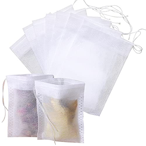 100 Stück Teebeutel Leeres,Teefilterbeutel mit Infuser Kordelzug Filterbeutel Gewürzbeutel Filterpapier Teefilter Tunnelzug Tasche für Tee Kaffee Obsttee Teeblumen Gewürz Kräuterpulver,10x12cm von Duories