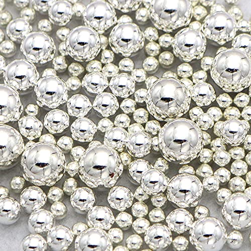 1000 STK 3mm Runde Kunststoffperlen ohne bohrung, Bunte Bastelperlen Perlen,Perlen zum Basteln für DIY Schmuck Zubehör, Streudeko Deko Perlen für Hochzeit Taufe Party Vasenfüller Tischdeko,Silber von Duories