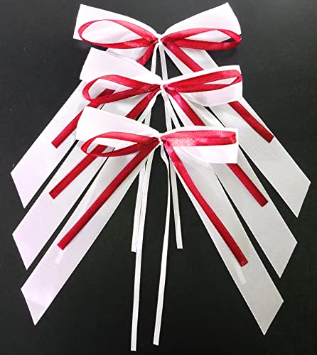 10x Autoschleifen Hochzeit Antennenschleifen,Weiß & Rot Doppelschicht Satinband Deko Schleifen Autoschmuck Braut Paar Dekoration für Hochzeit Weihnachts Party Geburtstag Festival Geschenkenverpackung von Duories