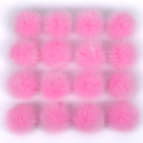 12 Stück 8-9cm Kunstfell Pompons, Kunstfell Bommeln zum Basteln, Künstliche Fellbommel Flauschige Bommel Pom Pom zum Basteln DIY Kreative Handwerk Mützen Handschuhe Tasche Anhängern Dekor,Dunkelpink von Duories