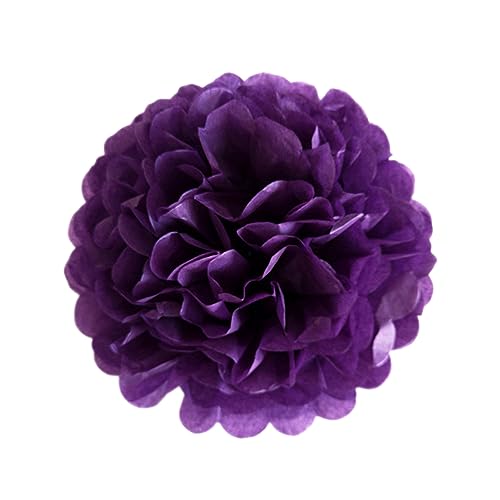 12 Stück Deko Pompons Seidenpapier Pompoms Papier Blumen Pom Poms, Dekorpapier Blumenpuscheln für Party Hochzeitsdeko Festival Geburtstag Baby-Shower Weihnachten Gartenparty Deko,Lila von Duories