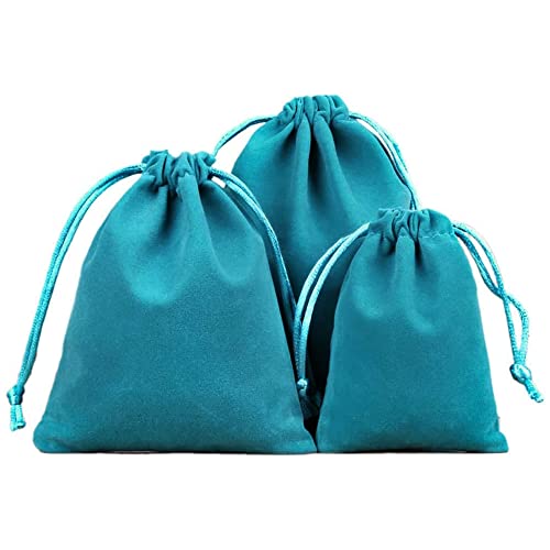 12 Stück Samtbeutel Schmuckbeutel,Kleine Stoff Beutel mit Kordelzug,Samt Säckchen Geschenkbeutel Stoffsäckchen zum Befüllen für Schmuck Hochzeit Weihnachten Geburtstag Party Geschenk,7x9cm blauer See von Duories