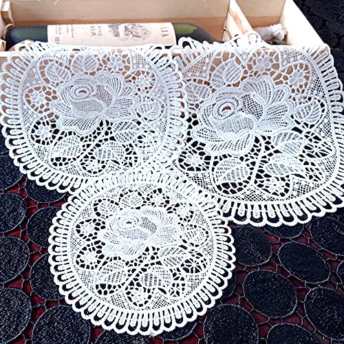 2 Stück Spitzendeckchen Spitze Untersetzer Runden Blumen-Form Matte Tischset Platzsets Tisch Vollhäkel Deckchen Cup Coasters für Esszimmer Küche Bankett Hochzeit Deko 15cm,Rose von Duories