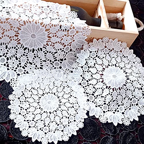 2 Stück Spitzendeckchen Spitze Untersetzer Runden Blumen-Form Matte Tischset Platzsets Tisch Vollhäkel Deckchen Cup Coasters für Esszimmer Küche Bankett Hochzeit Deko 20cm,Hortensie von Duories