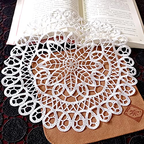 2 Stück Spitzendeckchen Spitze Untersetzer Runden Blumen-Form Matte Tischset Platzsets Tisch Vollhäkel Deckchen Cup Coasters für Esszimmer Küche Bankett Hochzeit Deko 30cm,Kamelien von Duories