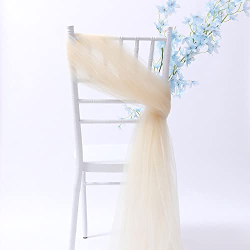 2 Stück Tüll Stuhlschleifen 150x200cm,Tüll Stuhlhussen Stuhl Schärpe Band Tüll Stuhl Band Schleifenband Stuhl Deko für DIY Handwerk Tutu Rock Hochzeit Weihnachten Party Zeremonie Dekor,Beige von Duories