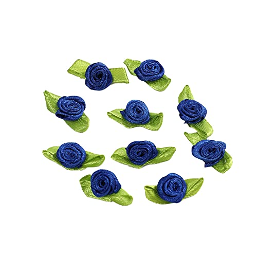 200 Stk Mini Künstliche Blumen Rosen Köpfe,Schleifen Rosen mit Blatt,Rosen Blumenköpfe Blütenköpfe zum Basteln,Blumen-Applikationen,Streudeko für DIY Basteln Garland Scrapbooking Haarschmuck,Navy blau von Duories