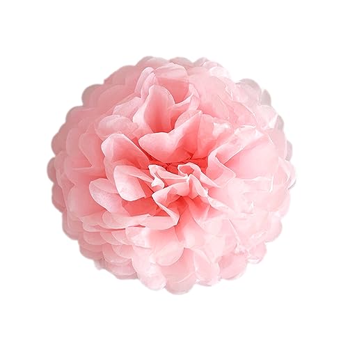 24 Stück Deko Pompons Seidenpapier Pompoms Papier Blumen Pom Poms, Dekorpapier Blumenpuscheln für Party Hochzeitsdeko Festival Geburtstag Baby-Shower Weihnachten Gartenparty Deko,Hell-Pink von Duories