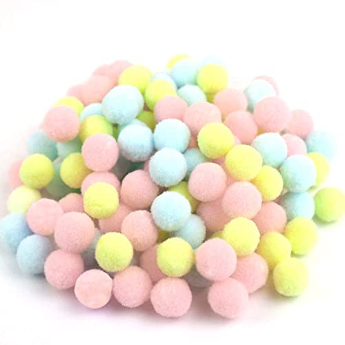 250 Stück Bunte Mini Pompons,20mm Pompom Bälle Kleine Bommeln,Flauschigen Plüschbälle Filzkugeln Deko für Geburtstag & Hochzeit Party Dekorieren Lustige DIY Nähen Basteln Handwerk,Rosa Gelb Blau von Duories